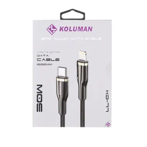 کابل شارژ PD و فست Type-C to Lightning برند کلومن Koluman اورجینال مدل KD-77 کنفی 30W
