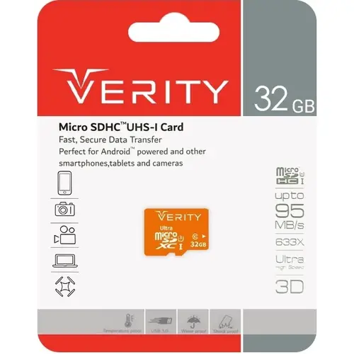 کارت حافظه وریتی مدل 633X ظرفیت ۳۲ گیگابایت کلاس ۱۰ استاندارد UHS-I U1 سرعت ۹۵MBps