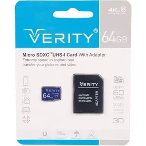 کارت حافظه وریتی ۶۴ گیگابایت مدل A1 U3 C10 با سرعت ۸۰MB/s